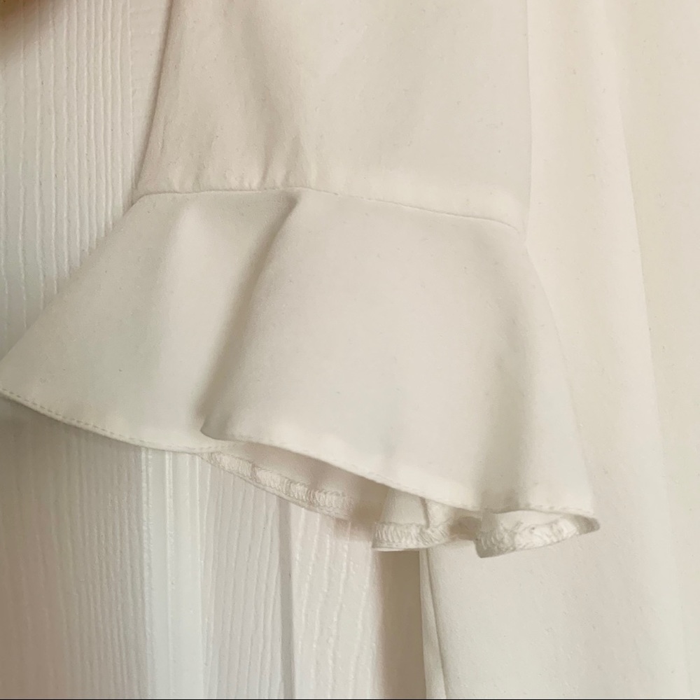 Topshop White Cold-Shoulder Ruffle Blouse - Picture 4 of 6